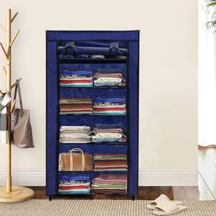 BHIMADA 6 Layer Wardrobe Compact Design Metal Storage Stand PVC Collapsible Wardrobe