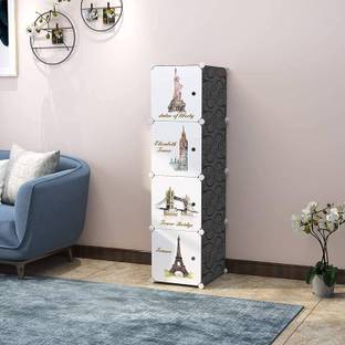 Flipkart Perfect Homes Studio ® 4 Cube Portable Closet Wardrobe Storage Organizer Cabinet for Books,Cloth,Toys PP Collapsible Wardrobe