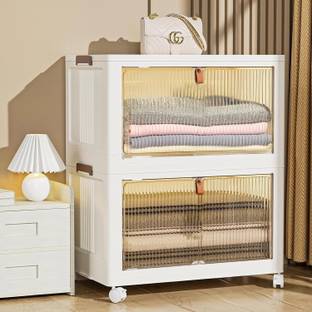 Sasimo 2-Door 2-Shelf Plastic foldable Cupboard PC Collapsible Wardrobe