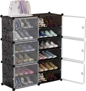 Keekos 12-Shelf-6-Door Plastic Cubort Shoe Rack Plastic Collapsible Shoe Stand