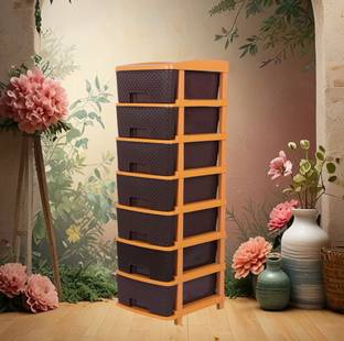 HUMBLE KART 7XL Large Brown Size Plastic Free Standing Chest of cabinet Drawer PP Collapsible Wardrobe