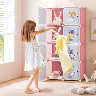 LUHI 8-Door 8-Shelf Plastic almirah for kids, almirah of clothes ,cupboard PC Collapsible Wardrobe