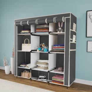 GTC W 88150 Cloth Rack Storage Organizer Shelves Almirah PP Collapsible Wardrobe