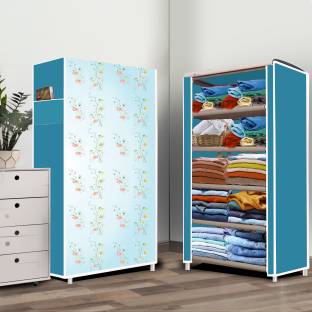 wrt 5 Layer Soft lily Flower Print PVC Collapsible Wardrobe