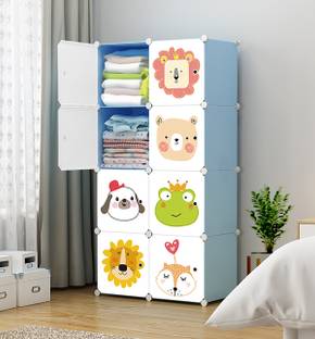 MEVIGO 8-Door 8-Shelf Plastic Collapsible Cupboard PC Collapsible Wardrobe