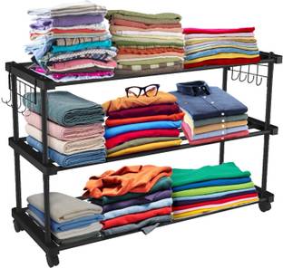 TNT The Next Trend Sturdy Premium Multipurpose Steel Shoe/Chappal/Book/Clothes Rack 3 Shelves) PP Collapsible Wardrobe