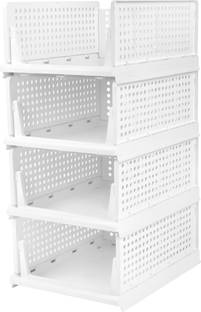 Finner Plastic Foldable and Stackable Closet Drawer Organizer for Clothes (Pack of 4) PVC Collapsible Wardrobe