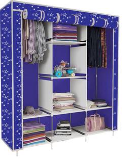 MEZIRE 8 Shelf Foldable Collapsible Wardrobe Storage Organizer Almirah Cloth Rack PP Collapsible Wardrobe