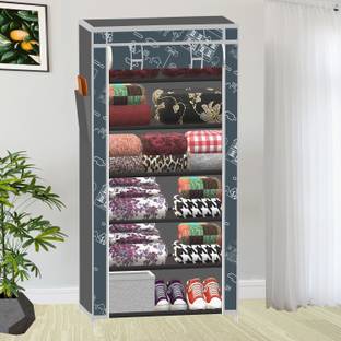 ZENVEXYO 6 Tire Foldable Collapsible Wardrobe Storage Organizer Almirah Cloth Rack PP Collapsible Wardrobe
