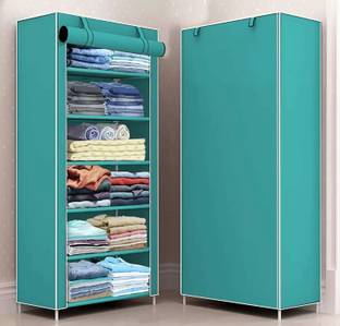 SAIWAY GREEN 6 LAYER COLLAPSIBLE WARDROBE Carbon Steel Collapsible Wardrobe