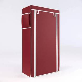 FurniGully 1 Door 6 Shelf Fabric plastic shoe rack for home Carbon Steel Collapsible Wardrobe