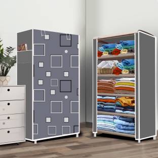systumm 5 Layer Awesome box Print PP Collapsible Wardrobe