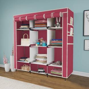MS MODSTYLE 12 Shelves Collapsible Portable Foldable Wardrobe Storage Organizer for Clothes PP Collapsible Wardrobe