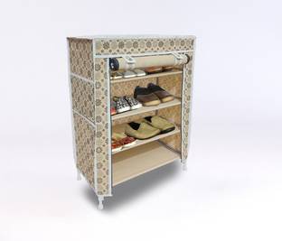 FABURA 4 Shelf Plastic Pipes & Cover PP Collapsible Wardrobe