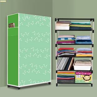 Ryuga 5 Shelf Foldable Collapsible Wardrobe Storage Organizer Almirah Cloth Rack PP Collapsible Wardrobe