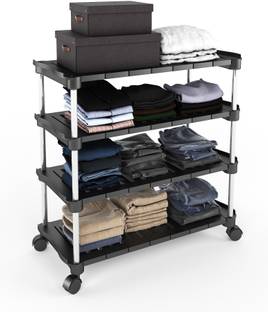 TNT The Next Trend Super Smart Premium Multipurpose Shoe/Chappal/Book/Clothes Rack (4 Shelves) PVC Collapsible Wardrobe