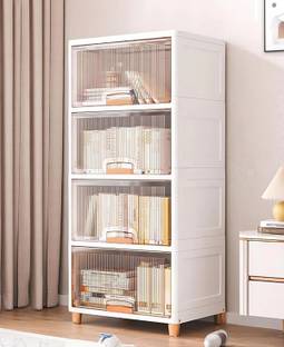 Sasimo 4-Door 4-Shelf Plastic foldable Cupboard PC Collapsible Wardrobe