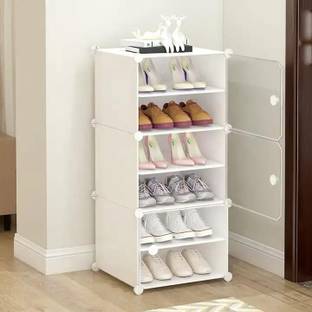BAZKU 3-Door 6-Shelf Plastic PP Collapsible Wardrobe