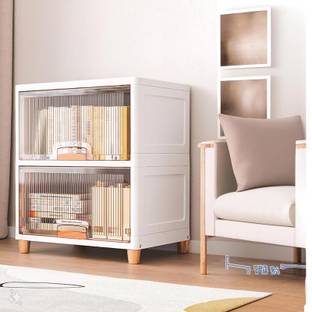 Etoly 2 Door 2 Shelf Plastic Collapsible Cupboard Cloth stand Three Cabinet Crstal PC Collapsible Wardrobe