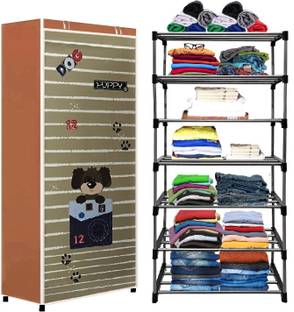 CMerchants Light Brown-Metal-6 Layer Carbon Steel Collapsible Wardrobe