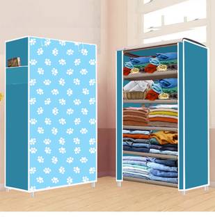 totsyzone 5 Shelf Foldable Collapsible Wardrobe Storage Organizer Almirah Cloth Rack PVC Collapsible Wardrobe