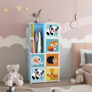 KriShyam ® 8 Door Plastic Sheet Wardrobe Storage Rack Closest Organizer for Clothes Kids PP Collapsible Wardrobe
