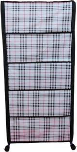 Novatic 5 Door Shelf Cover With Wheel Metal & Plastic Collapsible Wardrobe For Toys PP Collapsible Wardrobe