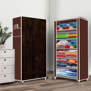 THE REAL ARV 6 Tire Wood Printed PVC Collapsible Wardrobe