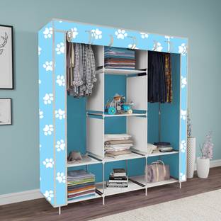 MEZIRE 3 door 8 Rack Printed PP Collapsible Wardrobe