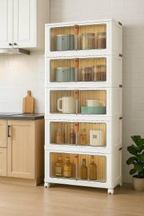 PYXBE 5-Door 5-Shelf Plastic Collapsible Cupboard,Home,Badroom,Kids Rooms PC Collapsible Wardrobe