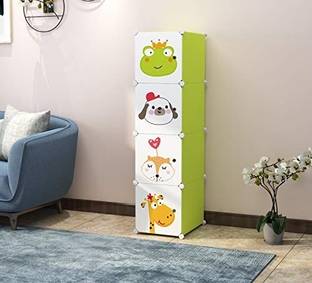 KriShyam ® 4 Cube Portable Closet Wardrobe Storage Organizer Cabinet for Books,Cloth,Toys PP Collapsible Wardrobe