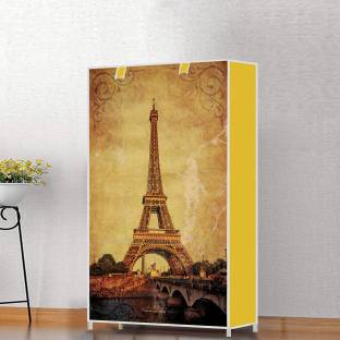 Flipkart Perfect Homes YELLOW IORN TOWER PRINTED SHOE CABINET 6 LAYER ORGANISER Metal Collapsible Shoe Stand
