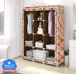 FLIPZON 6 + 2 Shelves 3 Door Carbon Steel Collapsible Wardrobe