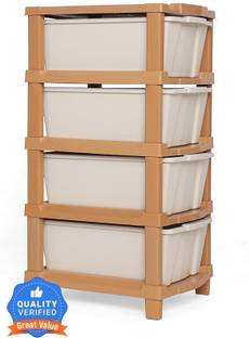 ASHLAS 4 Plastic Modular Drawer System for Home, Office Free Standing Chest of Drawers PP Collapsible Wardrobe