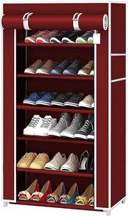 ANNOY 1 Door 6 Shelf Multipurpose Wardrobe for Clothes Storage Organizer Shelf Cabinet PVC Collapsible Wardrobe