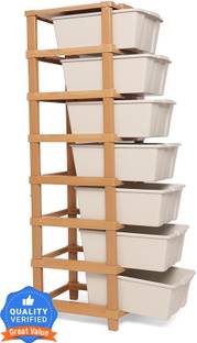 ASHLAS 7 Plastic Modular Drawer System for Home, Office Free Standing Chest of Drawers PP Collapsible Wardrobe