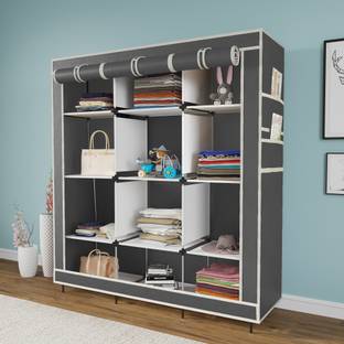 HUENISH 12 Shelves Collapsible Portable Foldable Wardrobe Storage Organizer for Clothes PP Collapsible Wardrobe