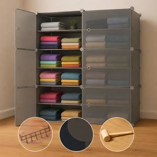 Sasimo 6-Door 12-Shelf Plastic kids Collapsible Cupboard PC Collapsible Wardrobe