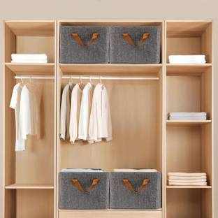 BSVR Polyester Wardrobe Clothes Storage Box ,Handles Folding Baskets ,Toys Sweater Blanket_W647 Storage Basket