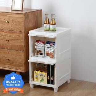 ASHLAS 2 Tier Organizer for Clothes/Kitchen Storage Rack/Modular Wardrobe for Cloth PP Collapsible Wardrobe