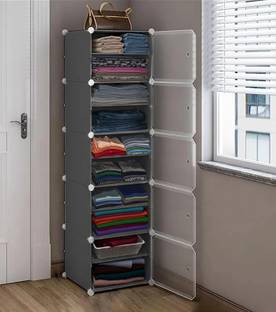 Sasimo 5-Door 10-Shelf Plastic kids Collapsible Cupboard PC Collapsible Wardrobe