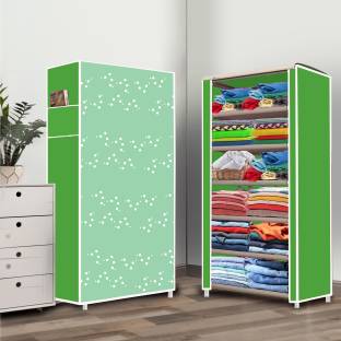 Zofiy 6 Shelf White Bubble Printed PP Collapsible Wardrobe