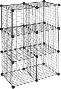 Kienlix Metal Powder Coated 6 Cube Wire Storage Shelves Carbon Steel Collapsible Wardrobe