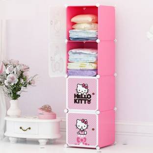 KriShyam ® 4 Cube Portable Closet Storage Organizer Cabinet for Books,Cloth,Toys PP Collapsible Wardrobe