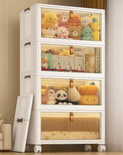 Sasimo 4-Door 4-Shelf Plastic foldable Cupboard PC Collapsible Wardrobe