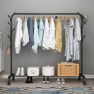 YOZO Aluminium Wall Cloth Dryer Stand Storage Rack 6 Hooks Coat and Umbrella Metal