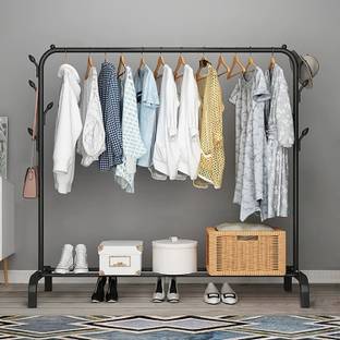Sasimo 1 Door 2 Shelf Open Coat clothes hanger stand PP Carbon Steel Collapsible Wardrobe