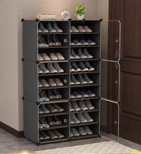 Sampri Collapsible 18 Shelf Metal Shoe Stand with Adjustable Height, Shoe Rack Plastic Shoe Rack