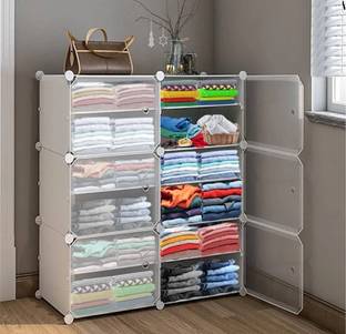 PYXBE 6 Door 12 Shelf Plastic PC Carbon Steel PP Collapsible Wardrobe