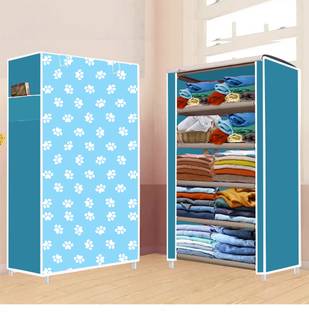 totsyzone 5 Shelf Foldable Collapsible Wardrobe Storage Organizer Almirah Cloth Rack Polyester Collapsible Wardrobe